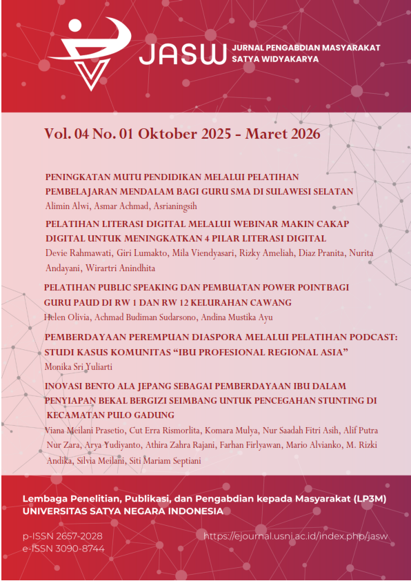 					View Vol. 4 No. 1 (2025): JASW Vol. 04 No. 01 (2025) Oktober 2025 - Maret 2026
				
